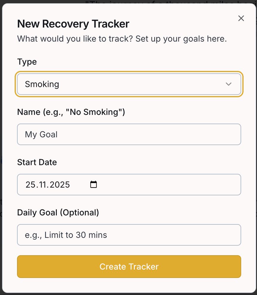 Recovery Tracker Screenshot